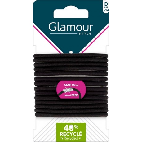 GLAMOUR Elastiques Semi-Epais Noir PARIS les 14 élastiques