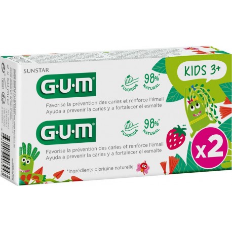 GUM Dentifrice Enfants à la Fraise lot de 2 tubes de 50ml