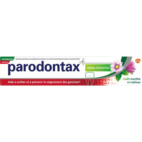 PARODONTAX Dentifrice Dents Saines Et Fortes Goût Menthe Et Mélisse Préviens Le Saignement Des Gencives Herbal Sensation le tube