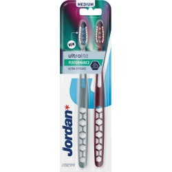 JORDAN Brosse à Dents Adultes Médium Ultra Lite Performance lot de 2 brosses à dents