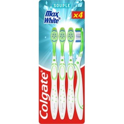 COLGATE Brosse à Dents Max Wihte Souple lot de 4 brosses à dents