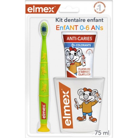 ELMEX Kit Dentaire Brosse À Dents + Dentifrice Enfant De 0 6 Ans le kit