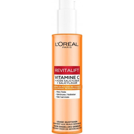 OREAL PARIS Crème Mousse Nettoyante Visage Vitamine C L' le flacon 150ml