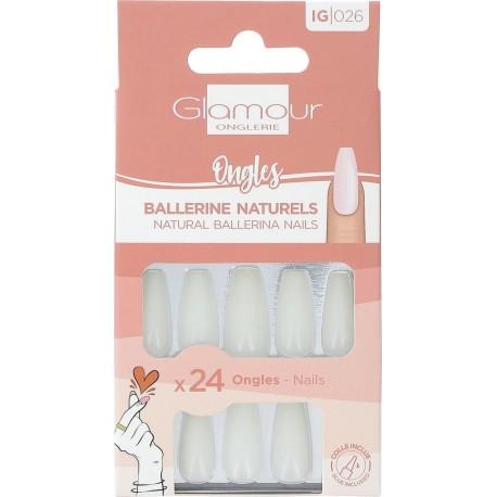 GLAMOUR Faux Ongles Formes Ballerine Naturel ONGLERIE faux ongles