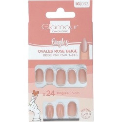 GLAMOUR Faux Ongles Ovales Rose Beige BEAUTE 24 pièces