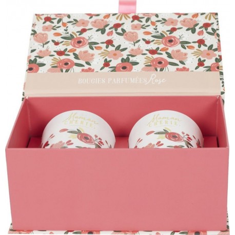 NC Coffret 2 Bougies Parfumées maman Chérie 8cm Rose