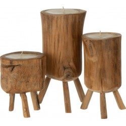 NC Lot De 3 Bougies En Bois trepied 25cm Naturel