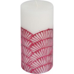 Bougie Pilier Déco mermaid 14cm Fuchsia & Blanc