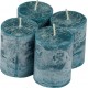 NC Lot De 4 Bougies Pilier rustique 5cm Bleu Paon