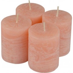 NC Lot De 4 Bougies Pilier rustique 5cm Rose Poudré