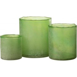 NC Lot De 3 Photophores En Verre ruby 15cm Vert