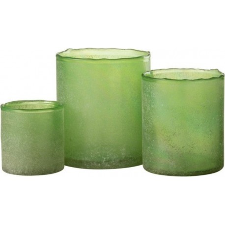 NC Lot De 3 Photophores En Verre ruby 15cm Vert