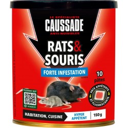 NC Raticide Rats & Souris Pat'appât Forte Infestation 150gs , Boite De 10 X 15grs