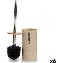 NC Brosse De Salle De Wc Beige Argenté Métal Résine Bambou 9,6 X 37,5 X 9,6 Cm (6 Unités)