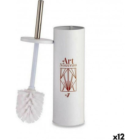 Brosse De Salle De Wc Art Nouveau Blanc Bronze Acier Plastique 9,5 X 37,5 X 9,5 Cm (12 Unités)