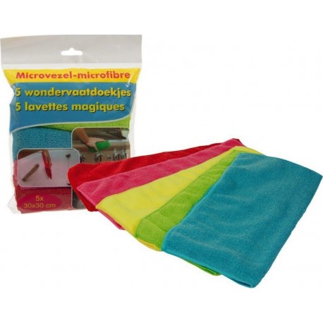 NC Jeu De 5 Lavettes Microfibres 30 X 30 Cm Couleurs Assorties