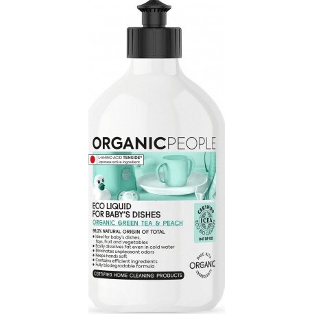 NC Organic People Lave-vaisselle Liquide Écologique Pour Bébé Thé Vert Et Pêche 500