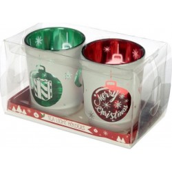 NC Lot De 2 Porte-bougies Photophores En Verre Boules De Noël