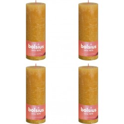 NC Bougies Pilier Rustiques 4 Pcs 190x68 Mm Jaune Nid D'abeilles Bolsius