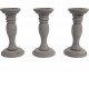 NC Lot De 3 Bougeoirs Style Vintage Hauteur 24cm En Bois Gris 04_0002988