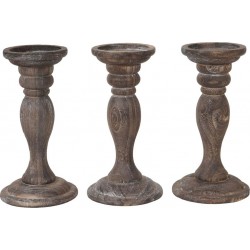 NC Lot De 3 Bougeoirs Chandelier Style Vintage Hauteur 24cm Marron 04_0002991