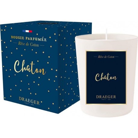 Draeger Bougie Parfumée En Verre Haute Qualité Cire Végétale Chaton Bleu Foncé