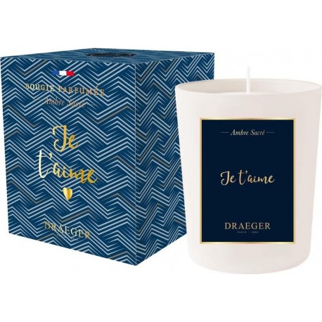 Draeger Bougie Parfumée En Verre Haute Qualité Cire Végétale Je T'aime Bleu Foncé