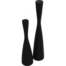 NC 2 Porte-bougies En Teck Noir Ø 8 X 32/ Ø 8 X 42