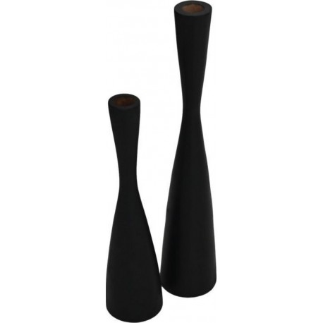 NC 2 Porte-bougies En Teck Noir Ø 8 X 32/ Ø 8 X 42