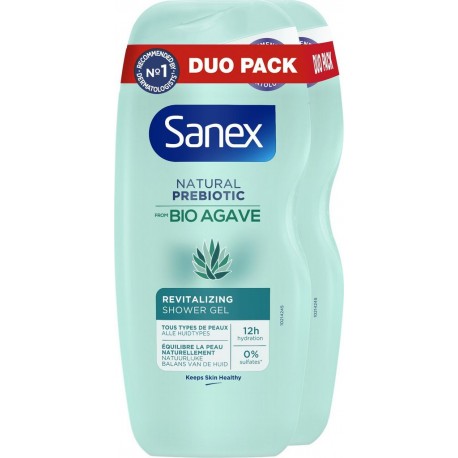 SANEX Gel Douche Revitalisant Bio Agave lot de 2 flacons de 250ml