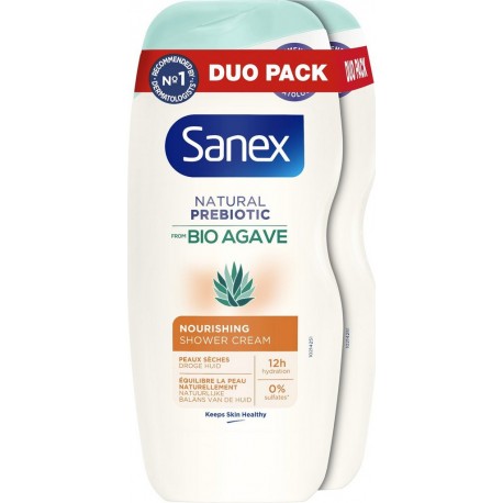 SANEX Crème De Douche Nourrissant Peaux Sensibles Bio Agave les 2 flacons de 250ml