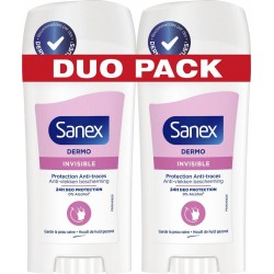 SANEX Déodorant Dermo Invisible Protection Anti-Traces 24H lot de 2 stick de 65ml