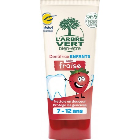 ARBRE VERT BIEN ETRE Dentifrifice Enfants 7 12 ans à la Fraise L'ARBRE VERT BIEN-ETRE le tube de 50ml