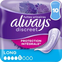 ALWAYS Serviettes Hygiéniques Fuites Urinaires Protection Intégrale Normal Discreet pack de 10 serviettes