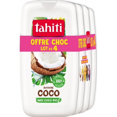 TAHITI Gel Douche Noix de Coco lot de 4 flacons de 250ml