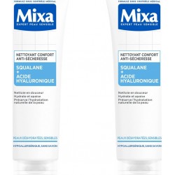 MIXA Nettoyant Visage Confort Anti Sécherèsse à l'Acide Hyaluronique et Squalane lot de 2 flacons de 300ml