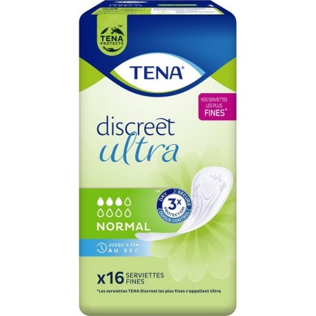 TENA Serviette Hygiènique Normal Fines Discreet Ultra 16 serviettes