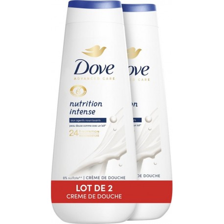 DOVE Gel Douche Nutrition Intense lot de 2 flacons de 400ml