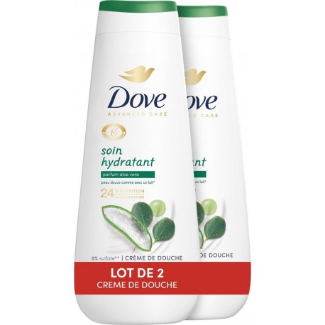 DOVE Gel Douche Soin Hydratant à l'Aloe Vera lot de 2 flacons de 400ml