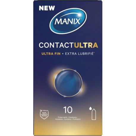 MANIX Préservatif Contact Ultra et Extra Lubrifié 10 préservatif