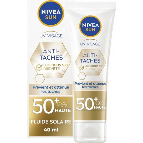 FPS NIVEA SUN Crème Visage Solaire Anti-tâches Fluide FPS 50+ NIVEA SUN le tube de 40ml