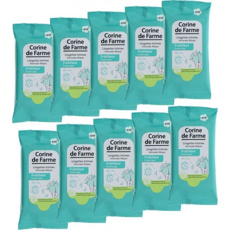 Corine De Farme Lot De 10 Paquets De Lingettes Intime Fraîcheur Corine De Farme