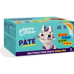 Edgard Cooper CHAT 2xAGNEAU&POULET 2xDINDE&POULET 2xPOULET 2xSAUMON&POULET 8x85g 680G