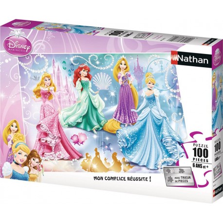 NATHAN Puzzle 100 Pièces Princesses Étincelantes Disney Princesses