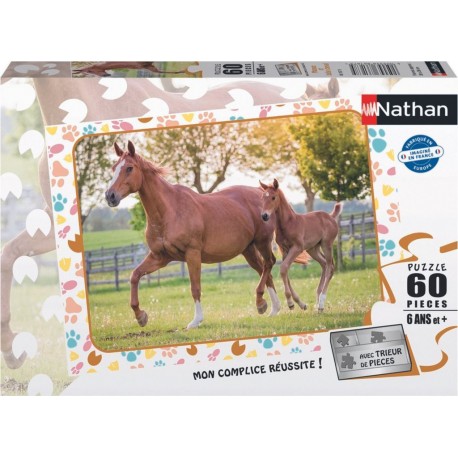 NATHAN Puzzle 60 Pièces Maman Et Bébé Cheval