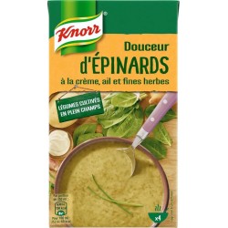 Knorr Douceur d’Épinards à la Crème Ail et Fines Herbes 1L (lot de 4)