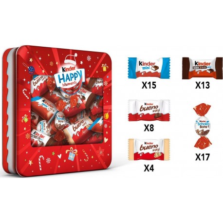 KINDER Assortiment de Chocolats Kinder Mini HAPPY MOMENTS la boîte en métal de 331g