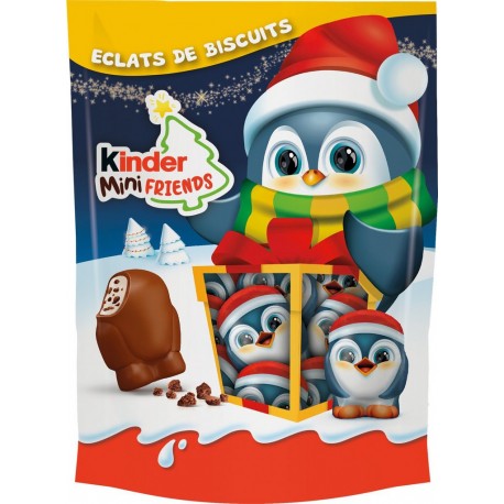 KINDER Assortiment de Chocolats aux Eclats de Biscuits Saveur Cacao MINI FRIENDS 122g