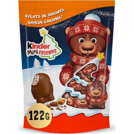 KINDER Assortiment de Chocolats aux Eclats de Biscuits Saveur Caramel MINI FRIENDS 122g