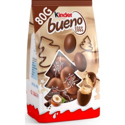 KINDER Œufs Gaufrettes au Chocolat au Lait Fourrés Lait et Noisettes BUENO EGGS 80g